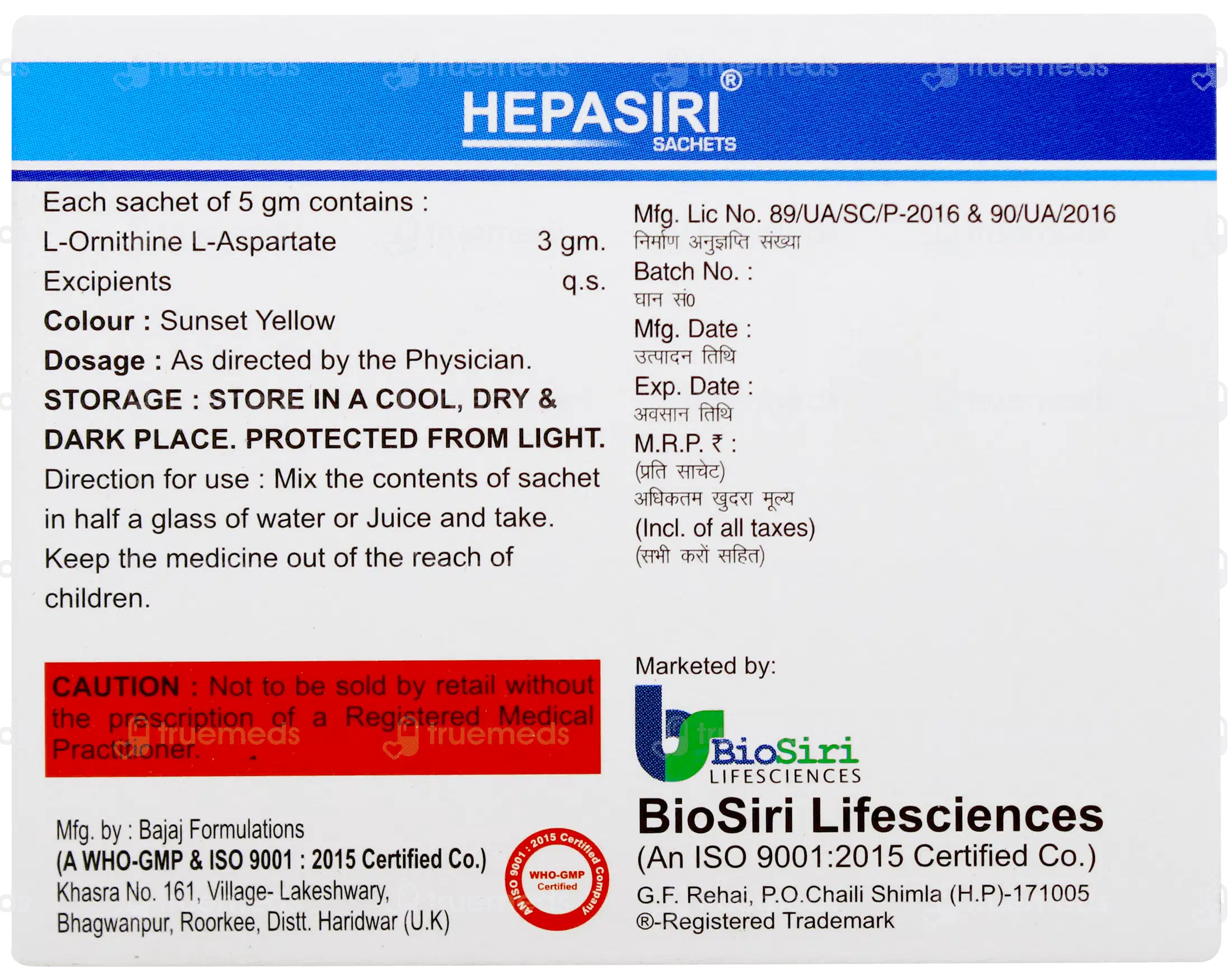 Hepasiri Sachet 5gm