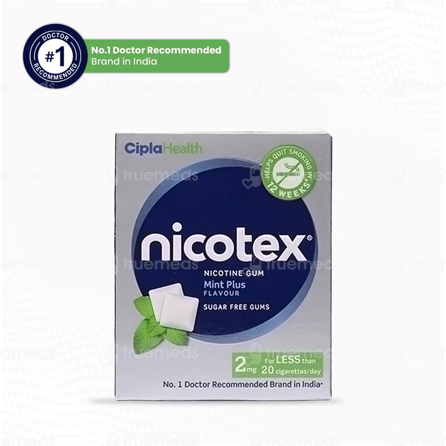Nicotex 2mg Cinnamon Flavour Sugar Free Nicotine Gums 12
