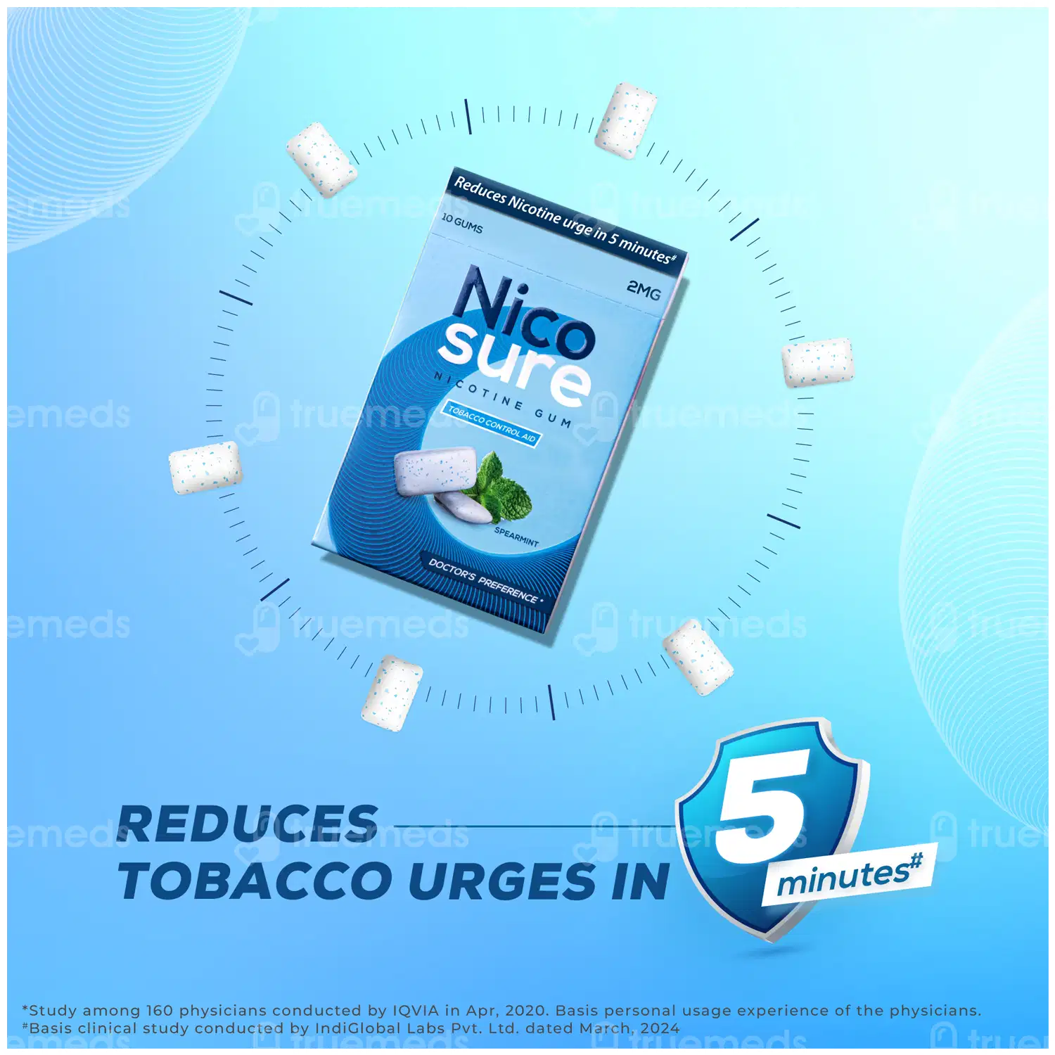 Nico Sure 2mg Spearmint Nicotine Gums 10