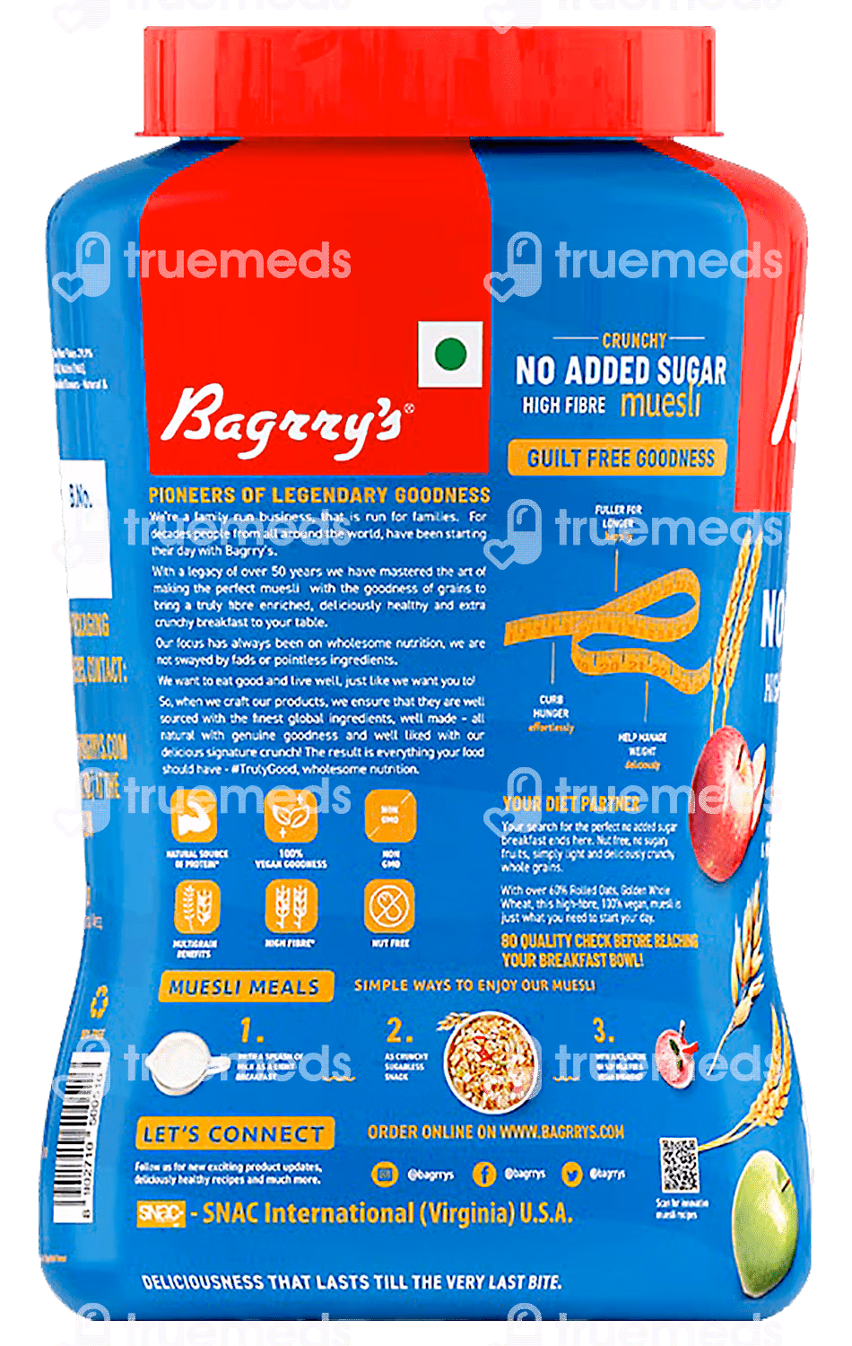 Bagrrys Crunchy No Added Sugar Muesli 1000 GM