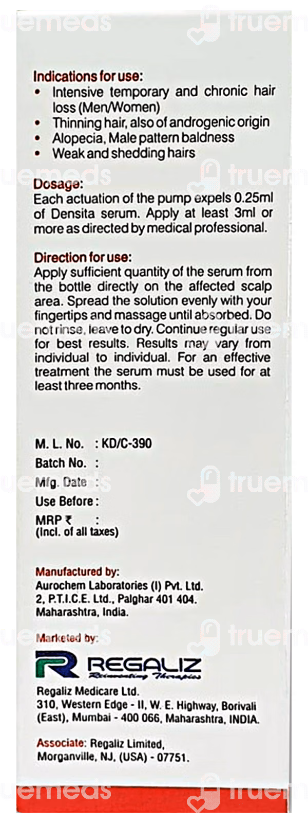 Densita Hair Growth Serum Spray Pump 60ml 4 Densita Hair Growth Serum Spray Pump 60ml