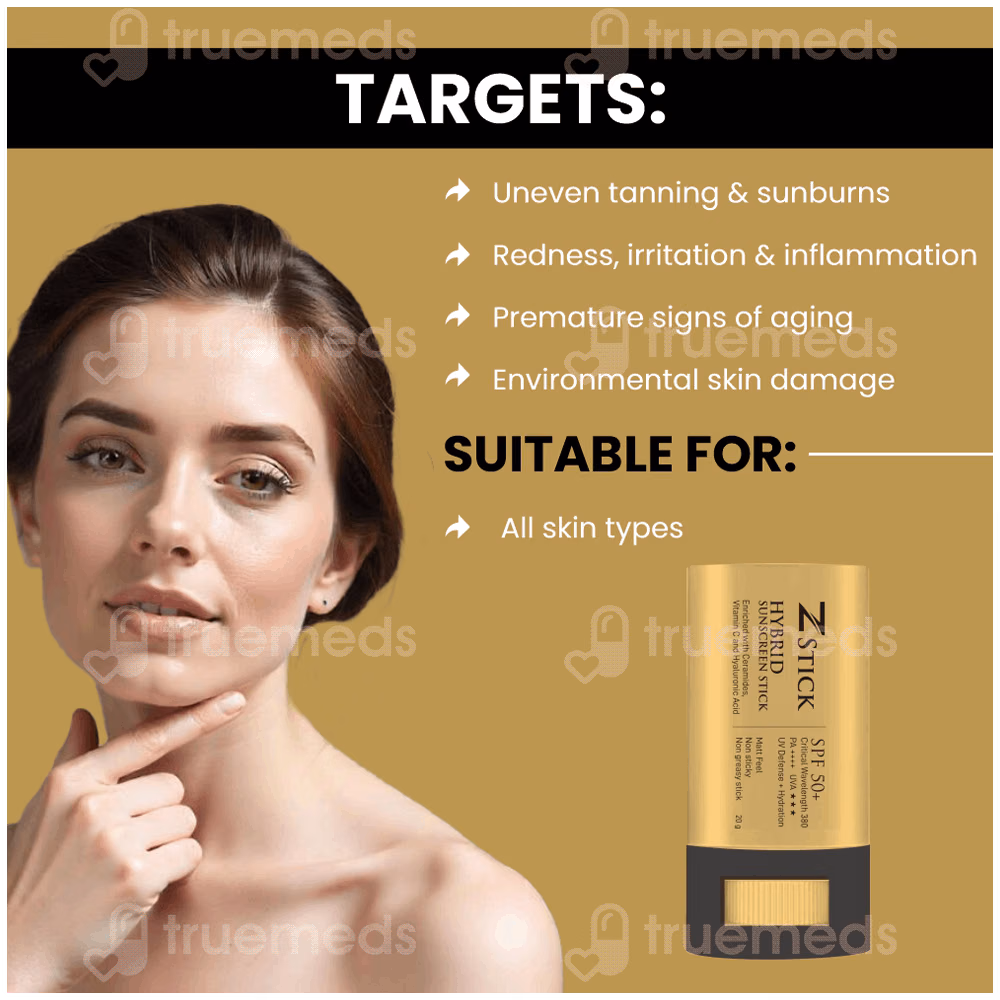 Z Stick Spf 50+ Pa+++ Hybrid Sunscreen Stick 20gm 4 Z Stick Spf 50+ Pa+++ Hybrid Sunscreen Stick 20gm