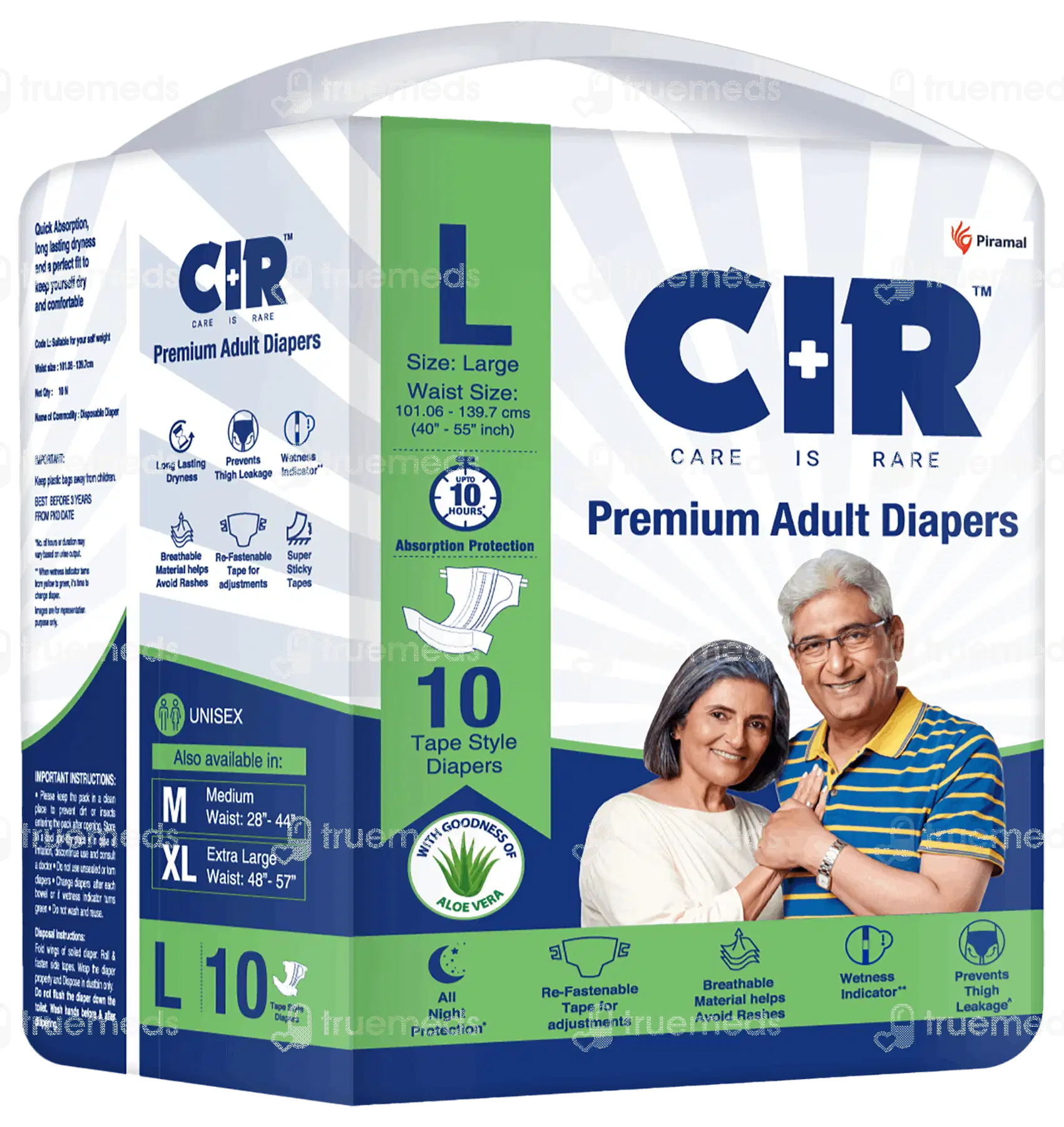 Cir Premium L 101.06-139.7cm Unisex Tape Style Adult Diapers 10