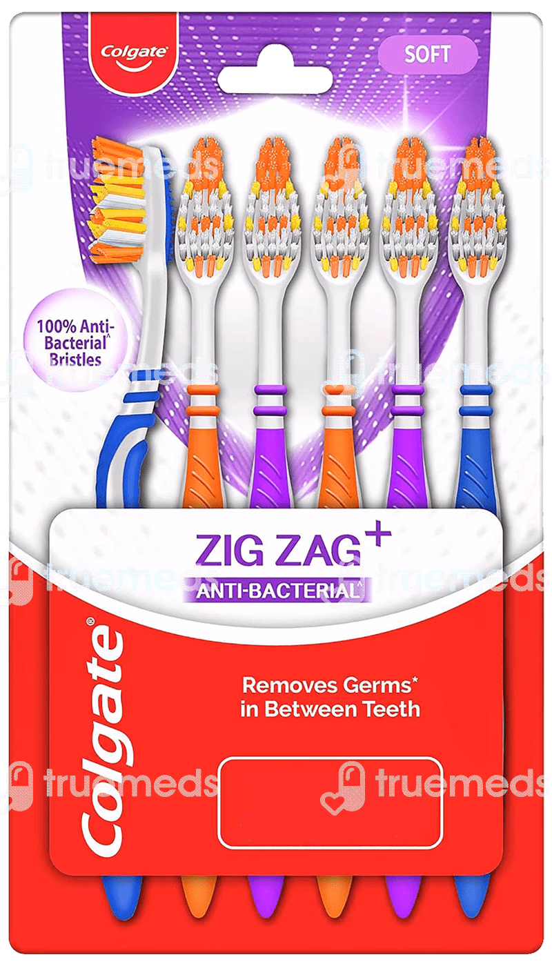 Colgate Zig Zag+ Anti Bacterial Medium Toothbrush 6
