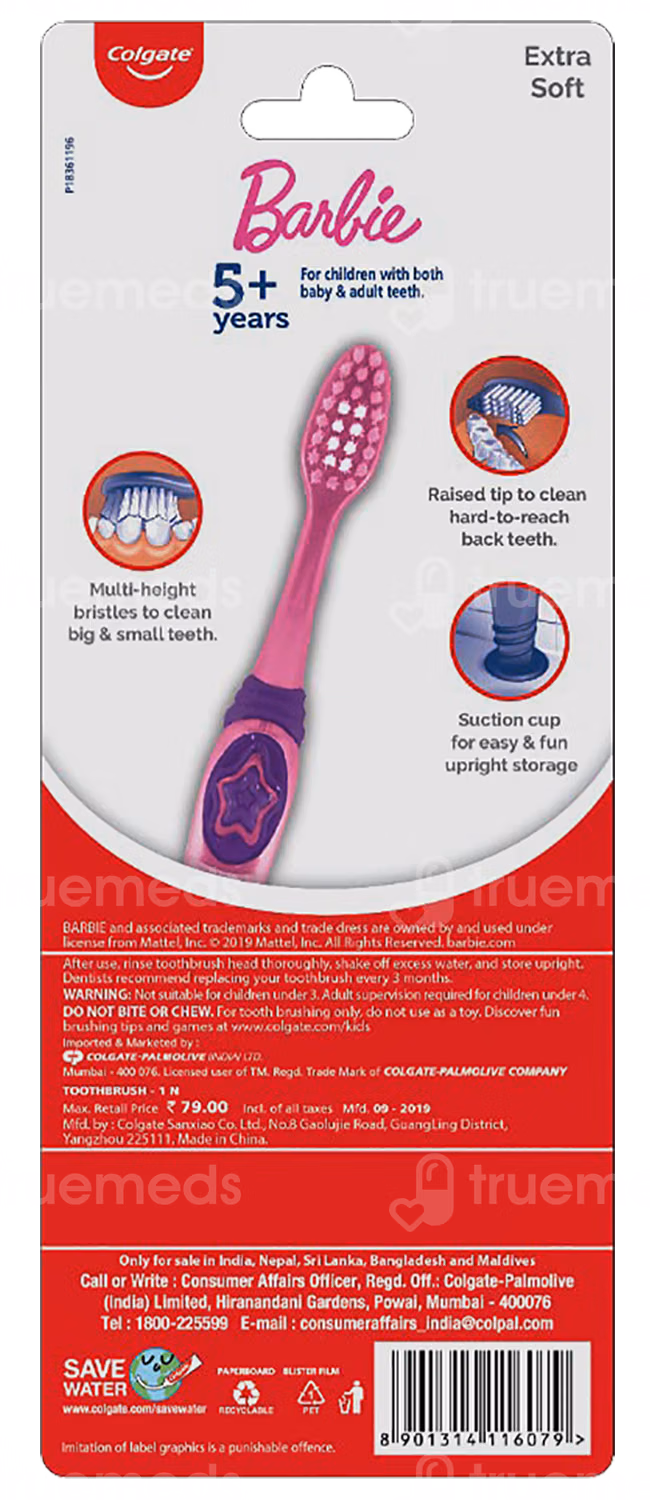 Colgate Kids Extra Soft Barbie Pack Of 3 Toothbrush 1
