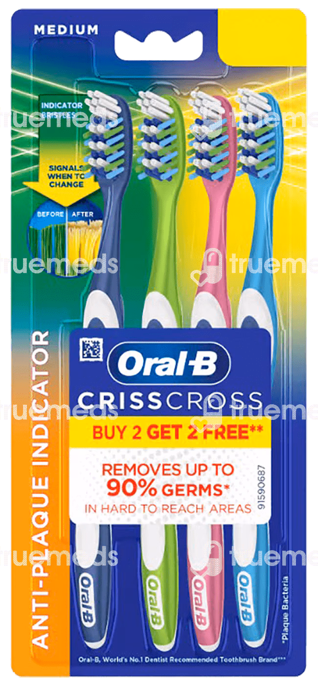 Oral B Criss Cross With Anti Plaque Indicator Medium Toothbrush Buy 2 Get 2 Free