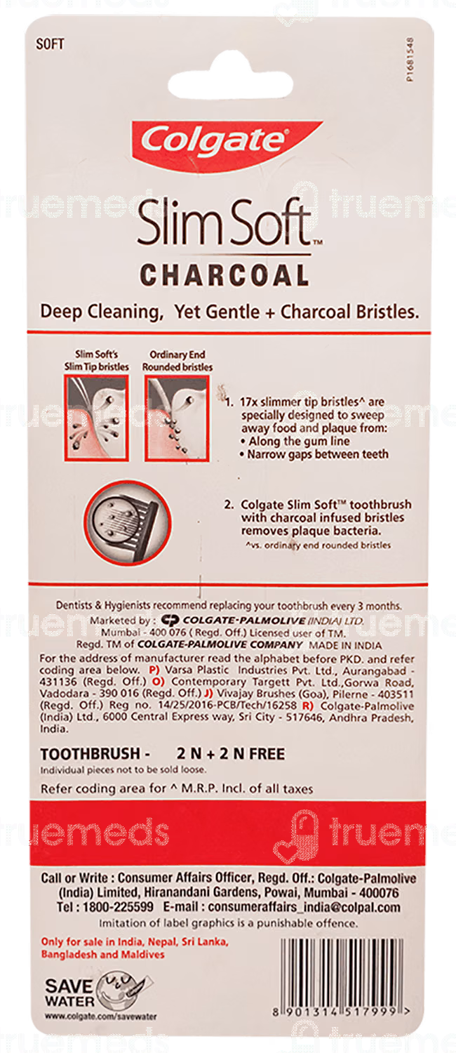 Colgate Slim Soft Charcoal Toothbrush Buy 2 Get 2 Free