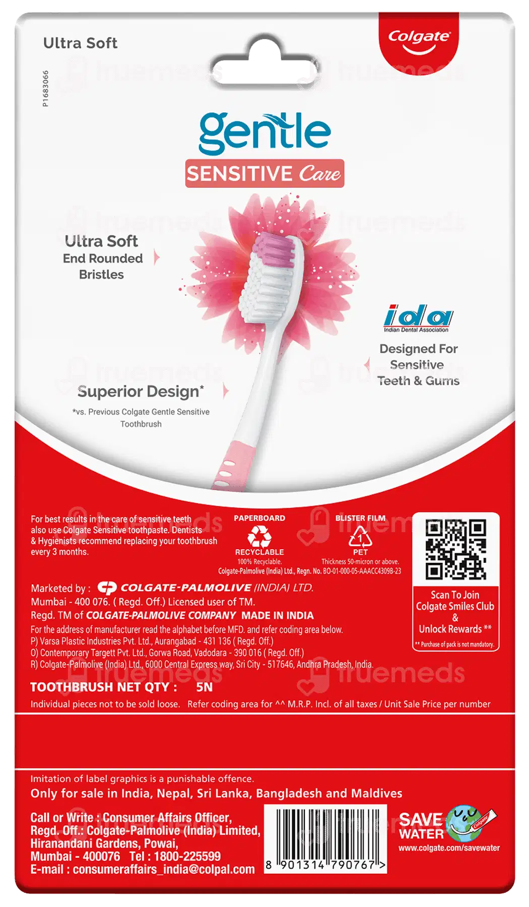 Colgate Gentle Sensitive Care Ultra Soft Pack Of 5 Toothbrush